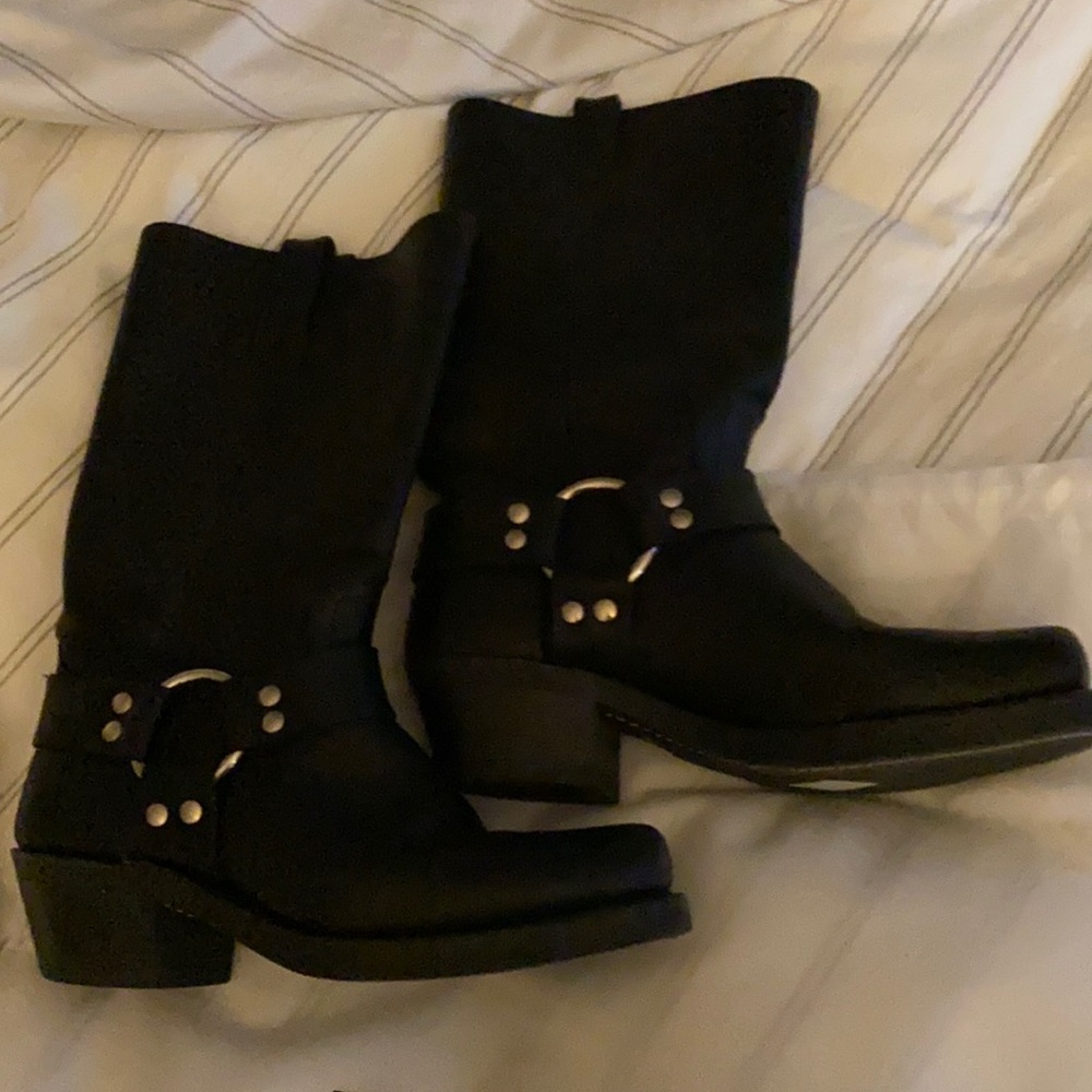 Returned Frye Harness Leather Moto Boots-oil